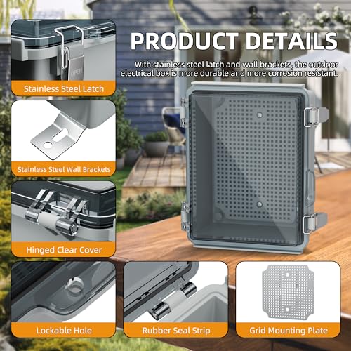 Joinfworld Outdoor Waterproof WiFi Enclosure 8.7x6.7x4.3 - size: 8.7 x 6.7 x 4.3 inches
