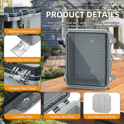 Joinfworld Outdoor Waterproof WiFi Enclosure 8.7x6.7x4.3 - size: 8.7 x 6.7 x 4.3 inches