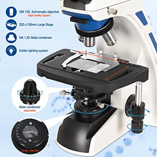 HSL Trinocular Compound Microscope for Adults Professional,9 inch LCD Digital Microscope kit,Electron microscopes Light,Biological Microscope LAB with Screen 400x 1000x Micro Scope