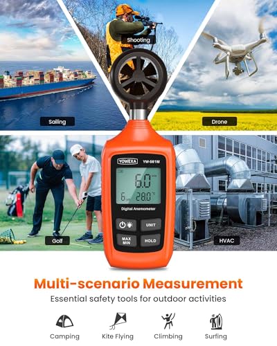 Anemometer with Backlit for HVAC, Drone, Sailing, Outdoor Activities - color: Orange
