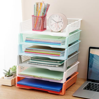 Teenyyou Set of 12 Colorful Classroom Turn in Trays Stackable, Boho - color: Boho