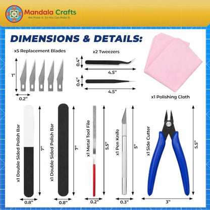 Mandala Crafts 13 Model Building Hobby Tools Kit for 3D Plastic Miniatures - style: Basic 13 PCs