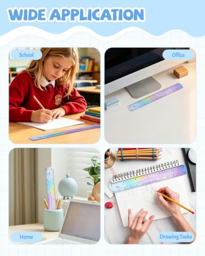 2 PCS 12 Inch Flexible Ruler, Bendable Plastic Ruler, Soft Bendable Gradient Colour Rulers with Centimeters and Inches for Student School Classroom Office Supplies - size: 12 Inch