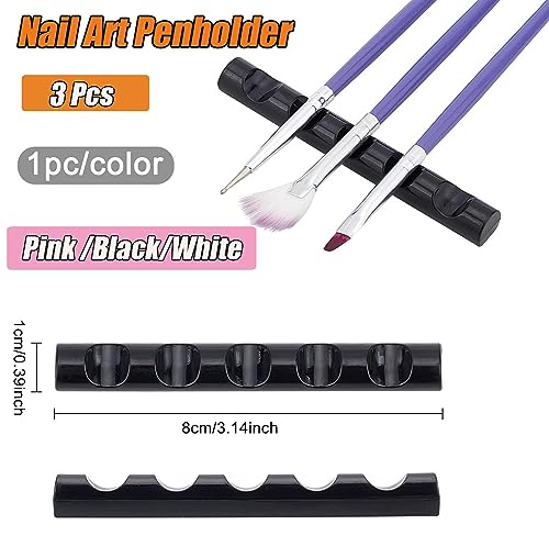 AKOAK 3 Pcs Nail Art Penholder Acrylic Makeup and Nail Brush Organizer Art and Craft Painting/Carving Brush Display Stand Can Hold 5 Individual Brushes