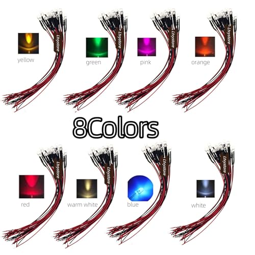 80Pcs 3MM 5V 8Colors LED Pre Wired Prewired Lamp Light Bulb Prewired Emitting Diode +80Pcs Black 3MM LED Plastic Clip Holder Display Panel ﻿ - size: 3mm