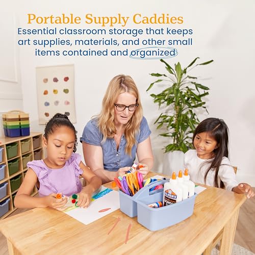 ECR4Kids 3-Compartment Small Storage Caddy Organizer, 6-Pack, Earthtone - color: Earthtone
