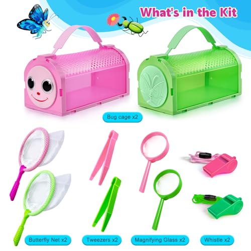 YOPINSAND Bug Catcher for Kids, 10 Pcs Outdoor Exploration Kit with 2 Cages