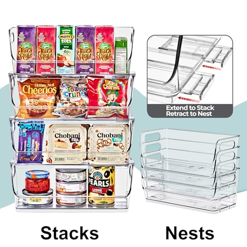 Sorbus Clear Pantry Organizer with Stackable Storage Bins, Open Front - size: Small Narrow, style: 4 Pack