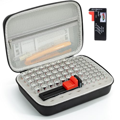 Battery Organizer Storage Case with Tester,88 Slot for AAA AA Button Cells - color: 88-Slots (Black)