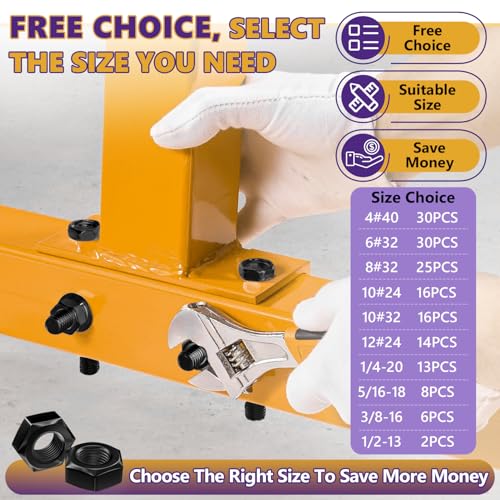 160Pcs SAE Hex Nut Assortment Kit - #4-40, #6-32, #8-32, #10-24, #10-32, #12-24, 1/4“-20, 5/16”-18,3/8“-16,1/2”-13-304 Stainless Steel Black Oxide Hardware Nuts Sets for Electronics, Mechanics & DIY - size: 160Pcs SAE Mixed Sizes Black