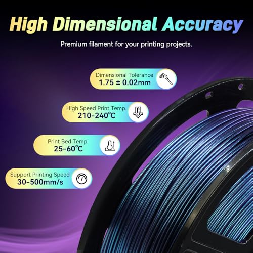 FLASHFORGE Chameleon Gradient Rapid PLA Filament Burnt Titanium & Nebula Purple, High Speed PLA Filament 1.75mm Max 500mm/s Fast Printing, Displays Shimmering Effects from Various Angles and Light - color: Chameleon Gradient Burnt Titanium & Nebula Purple