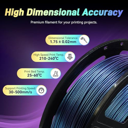FLASHFORGE Chameleon Gradient Rapid PLA Filament Burnt Titanium & Nebula Purple, High Speed PLA Filament 1.75mm Max 500mm/s Fast Printing, Displays Shimmering Effects from Various Angles and Light - color: Chameleon Gradient Burnt Titanium & Nebula Purple