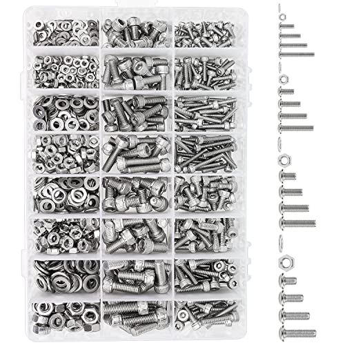 HELIFOUNER 810 Pieces M3 M4 M5 M6 304 Stainless Steel Hex Socket Cap Metric Screws Bolts Washers Nuts Hardware Assortment Kit with Hex Wrenches - size: M3 M4 M5 M6 (810 Pieces), style: Socket Head Screws