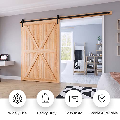 EaseLife 10 FT Sliding Barn Door Hardware Track Kit,Basic J Pulley,Slide Smoothly Quietly,Easy Install (10FT Track Kit for 60" Wide Single Door) - size: 10 Feet