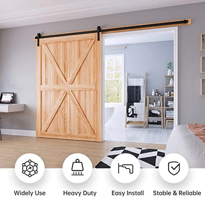 EaseLife 10 FT Sliding Barn Door Hardware Track Kit,Basic J Pulley,Slide Smoothly Quietly,Easy Install (10FT Track Kit for 60" Wide Single Door) - size: 10 Feet
