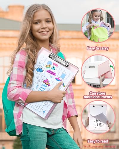 Clipboard with Storage, Nurse Dry Erase Clip Board, 8.5x11,Pale Pink - color: Pale Pink