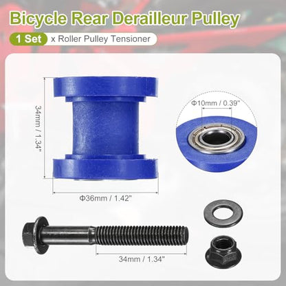 PATIKIL 10mm Grooved Roller Pulley Tensioner Blue Chain Roller Pulley - color: Blue