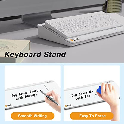 SELEAD Desktop Glass Whiteboard with Wireless Charger and Storage, White - color: White, size: 16"x7"