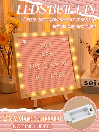 Aulock 10×10" Light up Felt Letter Board with Changeable Letters & Tripod - color: Pink