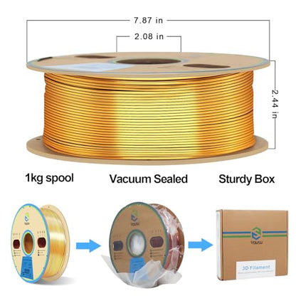 YOUSU 3D Printer Filament Triple Color Silk PLA Filament 1.75mm,Silk PLA Gold Copper Black 3D Printing Filament Bundle, 1kg / 2.2lbs - color: 1-gold/Copper/Black