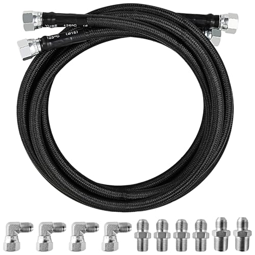 Mupera 6AN 52" Braided Transmission Cooler Lines - Leak-Proof Nylon - color: Black, size: 52 inch