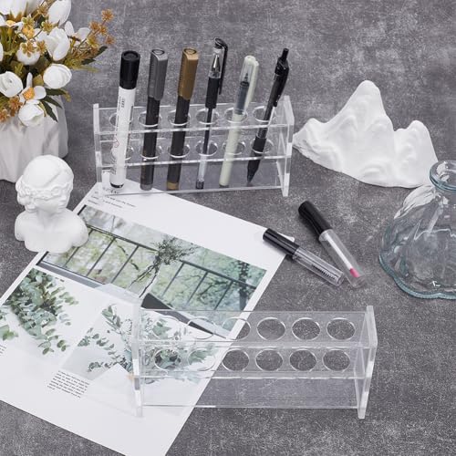 Clear Acrylic Test Tube Rack 6 Holes 21mm Dia Test Tubes Holder Rollerball Perfume Organizer Shot Tubes Holder Plant Hydroponic Propagation Station Multipurpose for Pens Lab Desk Use - size: 21mm