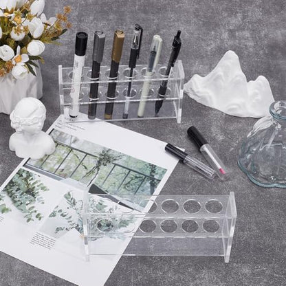 Clear Acrylic Test Tube Rack 6 Holes 21mm Dia Test Tubes Holder Rollerball Perfume Organizer Shot Tubes Holder Plant Hydroponic Propagation Station Multipurpose for Pens Lab Desk Use - size: 21mm