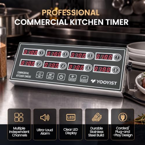 Commercial 8 Channel Digital Kitchen Timer Loud Alarm Cook Timer - color: Gray