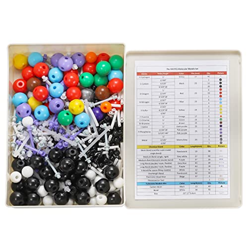 SOUJOY 444 Pcs Chemistry Molecular Model for Building Organic and Inorganic Structures, 3D Visual Science Learning Set with Atoms Bonds, Links and Short Link Remover Tool for Students, Teachers