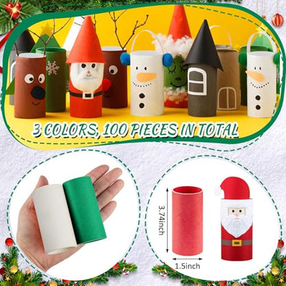 Henoyso 100 Pack Toilet Paper Rolls, 1.57 x 3.74 Inch, Green, Red, White - color: Green, Red, White, size: 1.57 x 3.74 Inch