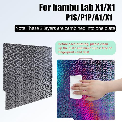 Double Sided Textured PEO PEK Build Plate for Bambu Lab X1/X1C/X1E/P1P/P1S/A1, Flexible Diamond PEO+Kaleidoscope PEK Spring Steel Plate 257x257mm for Bambu 3D Printers - color: Diamond PEO+ Kaleidoscope