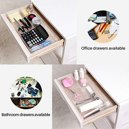 Oubonun Expandable Shallow Vanity Plastic Makeup Drawer Organizers, 4 Pack - size: 1.3" Height - 4 Pack