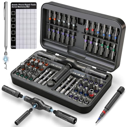 KELIN 68 IN 1 Magnetic Ratchet Screwdriver Set with Detachable T Handle - color: Grey, size: 68 PCS