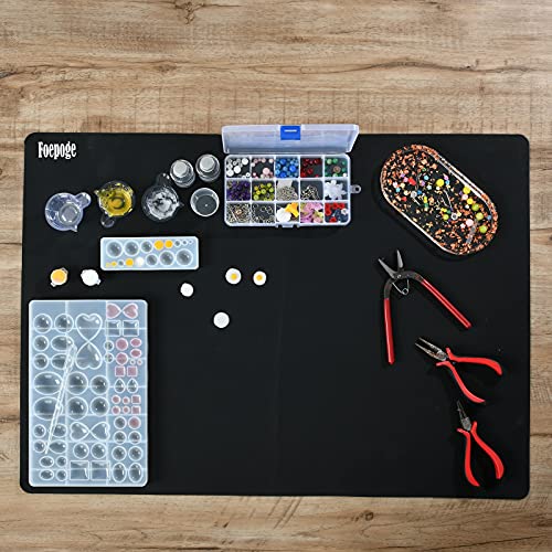 Foepoge 27.9”x20” Extra Large Silicone Sheet for Crafts Resin, Nonstick - color: Black, size: 27.9" x 20"