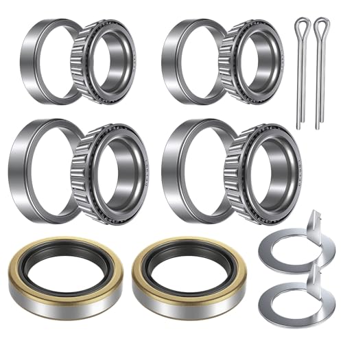 2 Pack Trailer Bearings Kit, High Speed and Rotary Quiet, L68149 L44649 Trailer Axle Bearings Kit, Fits for 1-3/8'' to 1-1/16'' 3500 Lbs Trailer Axle 1.719'' Grease Seal 10-19#84 Spindle