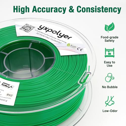 YXPOLYER PLA Plus Filament Food Grade 1.75mm 1kg Green - color: Green