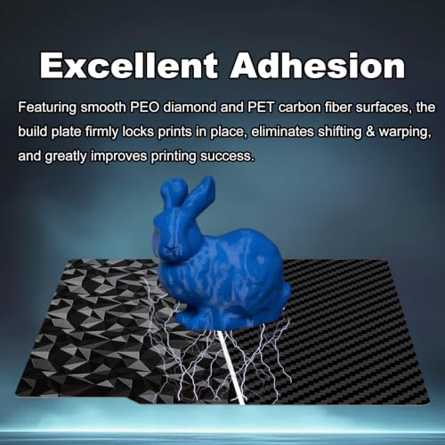 257x257mm 3D Printer Build Plate Smooth PEO+Smooth PET Spring Steel Sheet for Bambu Lab P2S/X2D/X1/X1C/X1E/P1P/P1S/A1 Heated Bed (Carbon Fiber + Diamond Pattern) - size: 257x257mm