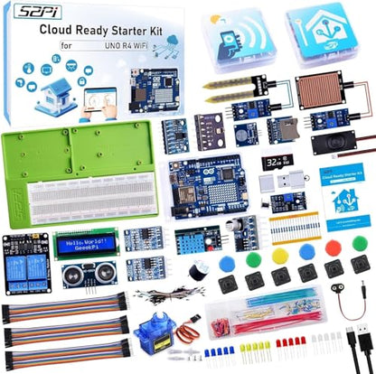 GeeekPi Cloud Ready Starter Kit for Arduino UNO R4 WiFi, Bluetooth, I2C, 12x8 LED Matrix, IoT Integration and Tutorials for Beginners & Engineers