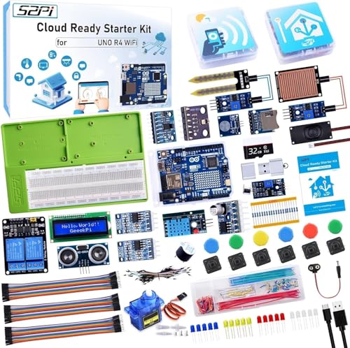 GeeekPi Cloud Ready Starter Kit for Arduino UNO R4 WiFi, Bluetooth, I2C, 12x8 LED Matrix, IoT Integration and Tutorials for Beginners & Engineers