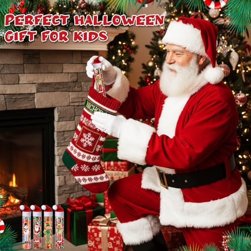 Honeydak 16 Set Christmas Candy Tubes 4 oz Hot Chocolate Clear Tube Bulk - style: Christmas