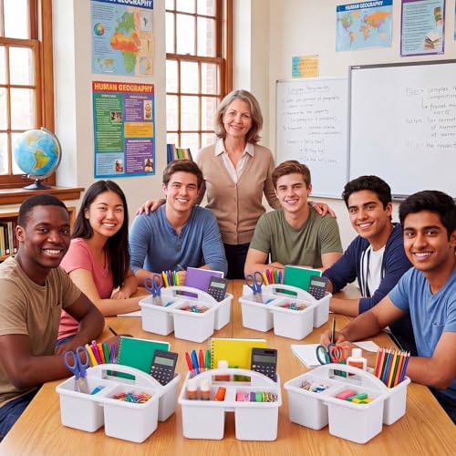 Geelin 24 Pack Classroom Caddy Bulk, 9.3 x 8.5 x 5.1 inch, White - color: White, size: 9.3 x 8.5 x 5.1 inch