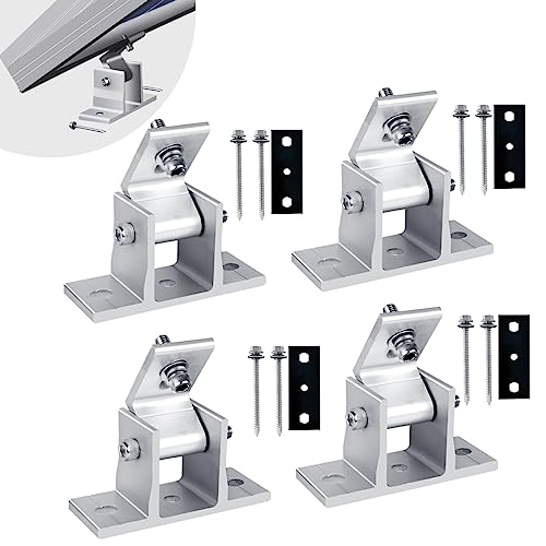 4PCS Solar Panel Mounts - Adjustable Brackets for RV & Flat Roofs, Tilt Angle 10-60 - size: 4 Pieces
