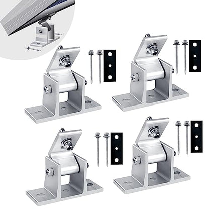 4PCS Solar Panel Mounts - Adjustable Brackets for RV & Flat Roofs, Tilt Angle 10-60 - size: 4 Pieces