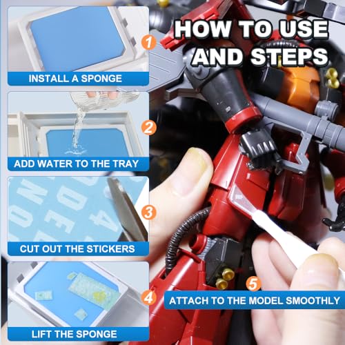 Model Decal Tool with Curved plastic Scissors, Tweezers and Sponge PadComprehensive Water Sticker Kit for tools, Aircraftand Tank Hobbyist Models