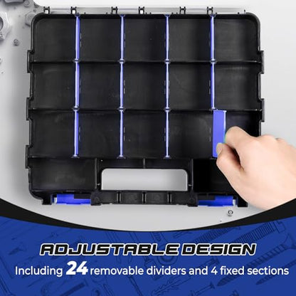 NATGAI 2 Pack Small Parts Organizers, 34-Compartments Double-Sided Tool Box - color: Blue