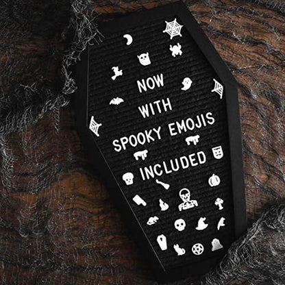 Nomnu Coffin Letter Board, Black Goth Decor with Bat Stickers Spooky Emojis - color: Black