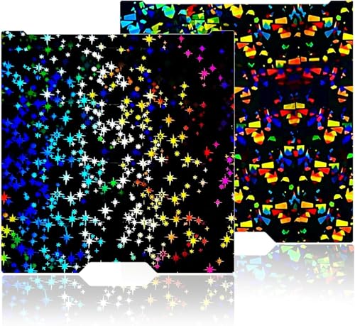 JUUPINE 355x346 H2D/H2S Build Plate Smooth Flake+Star PEY Pattern for Bambu Lab H2D/H2S 3D Printer, Double Sided Textured Spring Steel Sheet Flexible Plate for Bambu Lab H2D Combo - color: Star + Flake