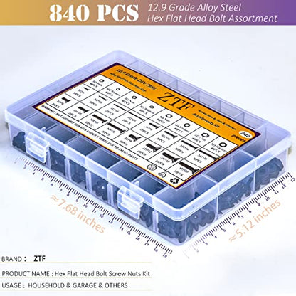 ZTF 840PCS Metric Screw Assortment Kit M2 M3 M4 M5 Metric Screws