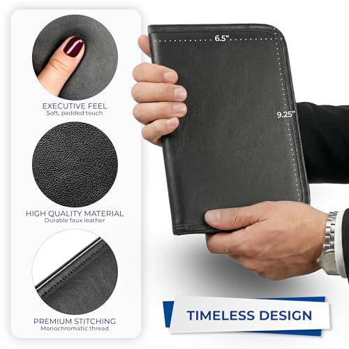 Samsill Professional Padfolio, Faux-Leather Mini Portfolio, with 5 x 8 Writing Pad, Black - size: Mini - 5 x 8 inches, style: Padfolio