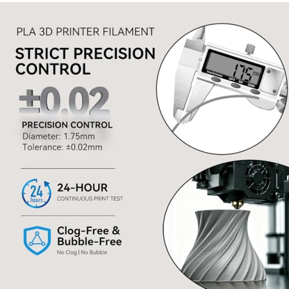 Kingroon PLA 3D Printer Filament,10 Rolls,Dimensional Accuracy +/- 0.02 mm, 10kg Spool(22lbs), 1.75 mm，Grey - color: 10*1kg Grey
